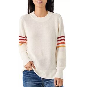 Faherty Throwback Striped Sleeve Sweater Womens Size XL Cotton Cashmere Crewneck